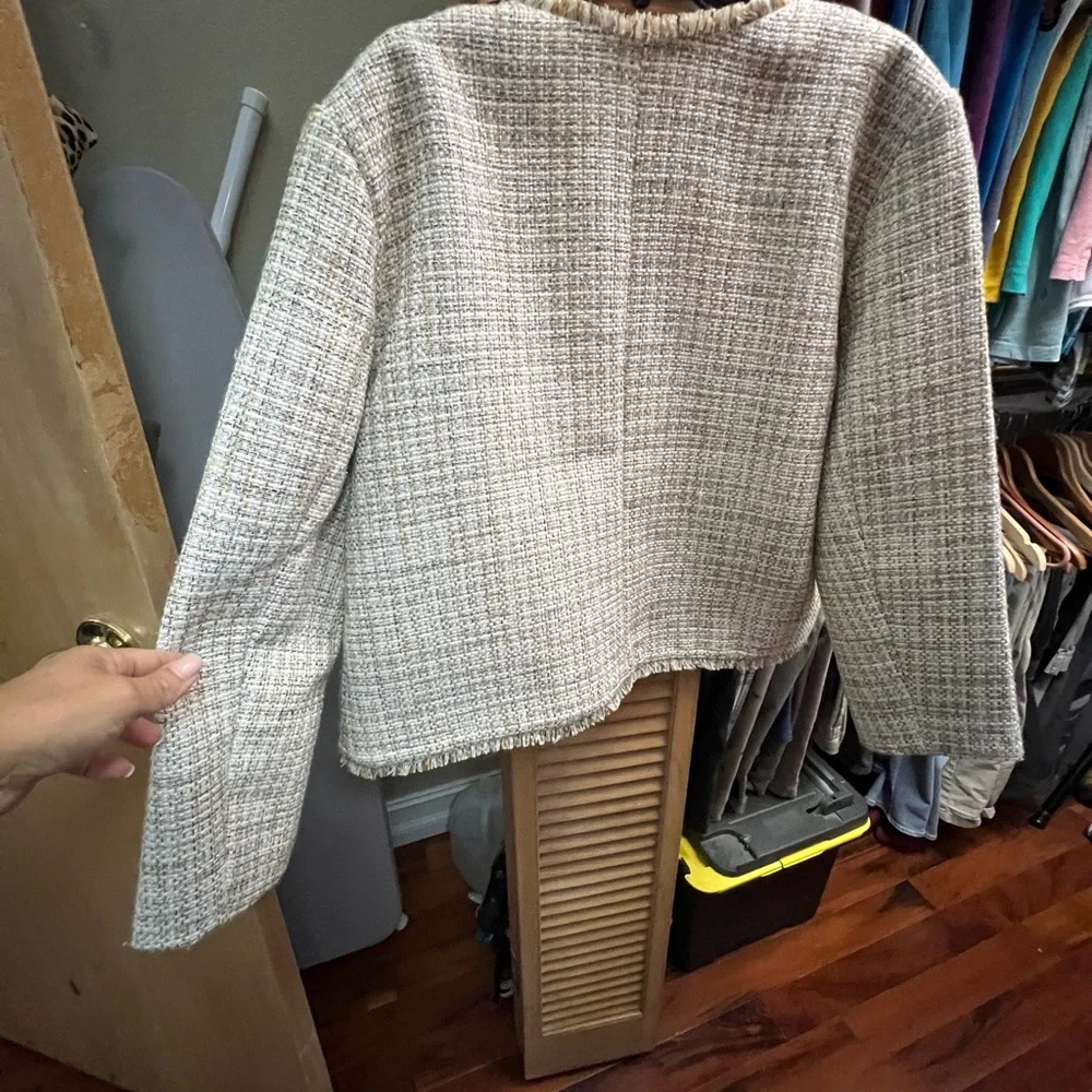 Ann Taylor Women's Tweed Blazer - Cream and Tan - Picture 3 of 5